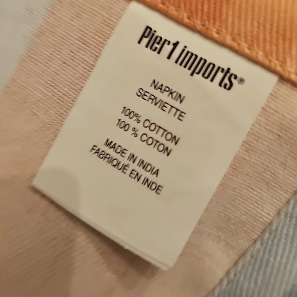 Pier 1 Imports Striped Orange and Blue Table Napkins Table Linen Set of 8